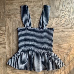 NWOT Madewell Texture & Thread Smocked Stripe Top